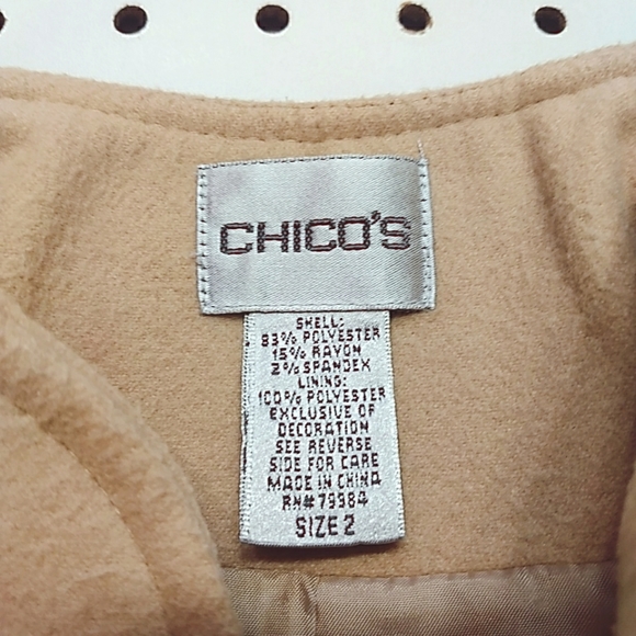 4 for $20! Bundle 4 items w/ this title and offer $20! Chico's Lined Tan Jacket - Picture 5 of 5